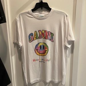 Ganni Smiley Face Tie Dye T Shirt